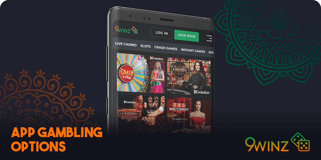 Gambling Options in 9Winz App Casino