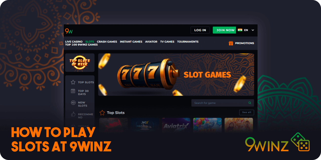 How to play slots at 9Winz